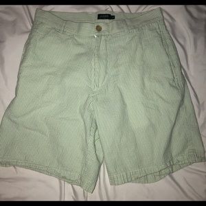 Men’s J Crew Green/White seersucker shorts size 31